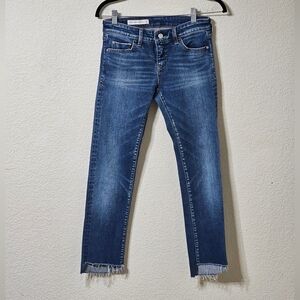 Anthropologie Pilcro And The Letterpress Jeans Womens 26 Low Rise Raw Hem Blue